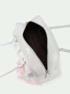 Women Retro Sweet Plaid Bow Decor Cherry Heart Shoulder Underarm Bag shein