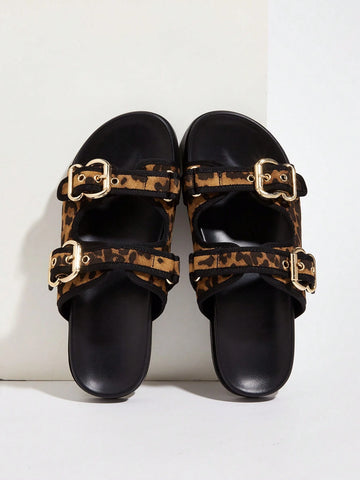 Metal Buckle Flat Sandals