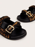 Metal Buckle Flat Sandals shein