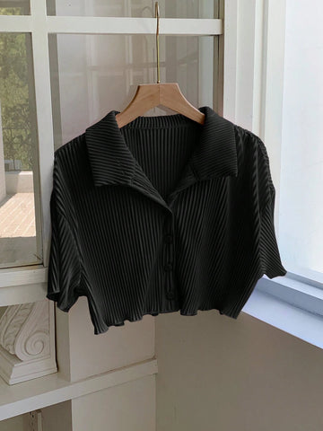 Y2K Style Short Cropped Pleated Shirt