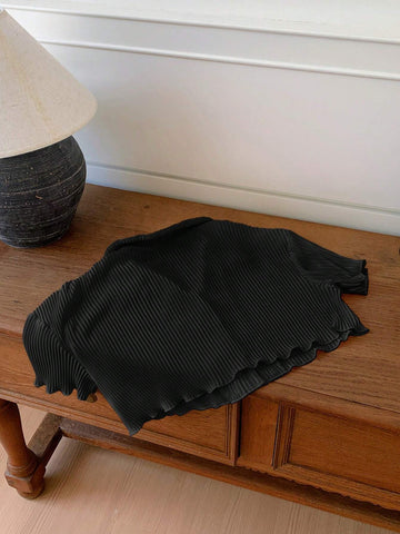 Y2K Style Short Cropped Pleated Shirt