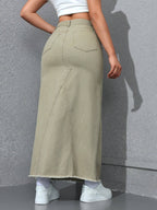 EZwear Women's Basic Button Front Denim Mini Skirt shein