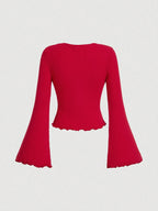 MOD Women's Swan Neck Bell Sleeve T-Shirt shein