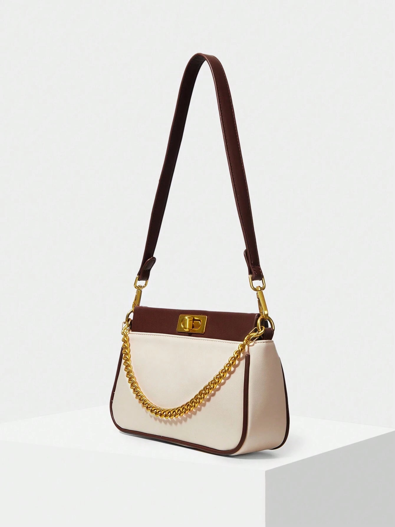 MOTF PREMIUM WOMEN'S COLOR BLOCK CHAIN SHOULDER BAG shein