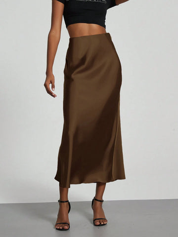 Women's Fashion Casual Stretch Silk Satin Texture Satin Skirt