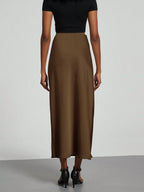 Women's Fashion Casual Stretch Silk Satin Texture Satin Skirt shein