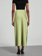 Women's Fashion Casual Stretch Silk Satin Texture Satin Skirt shein
