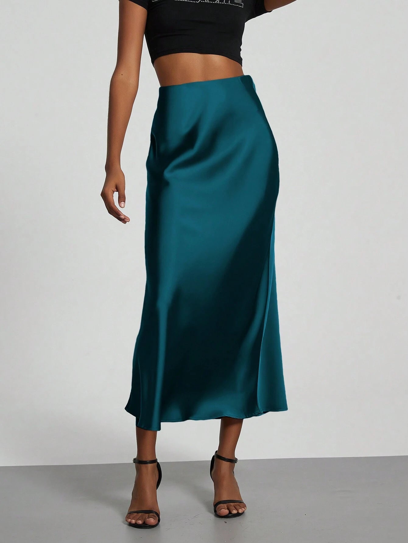 Women's Fashion Casual Stretch Silk Satin Texture Satin Skirt