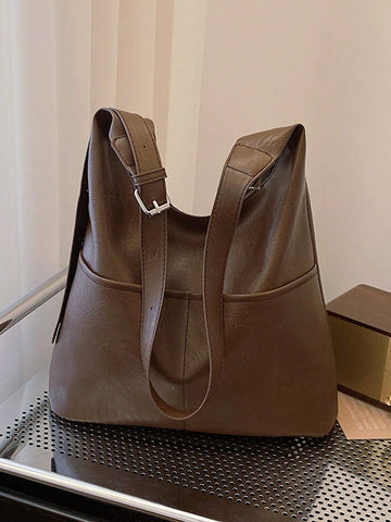 New Fashion All-Match Texture Solid Color PU Shoulder Bag