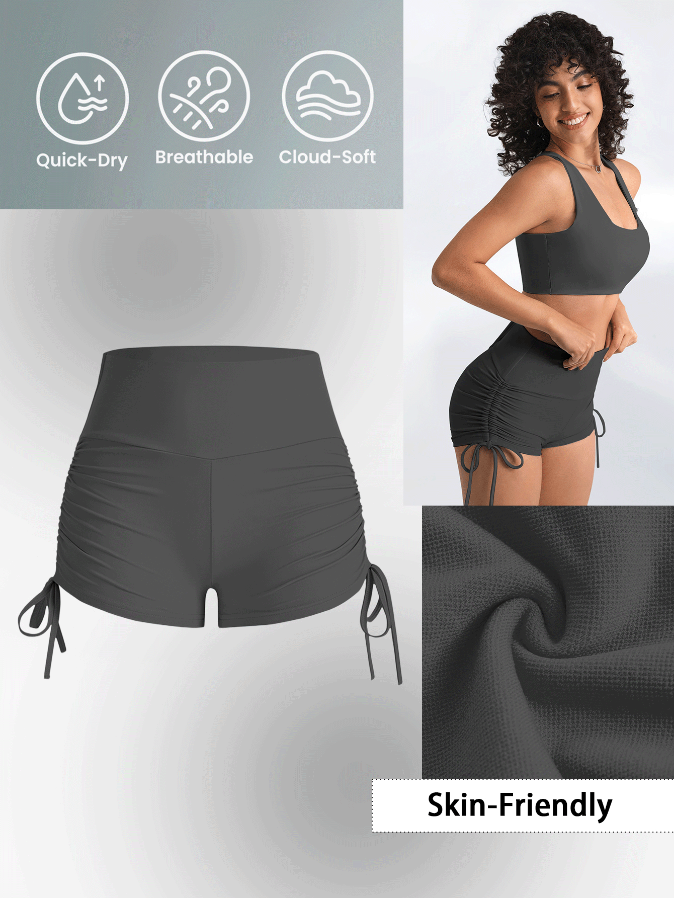 Sport Lifespree Peach Butt Lifting European And American Yoga Shorts High Waist Elastic Running Fitness Tight Sports Shorts shein