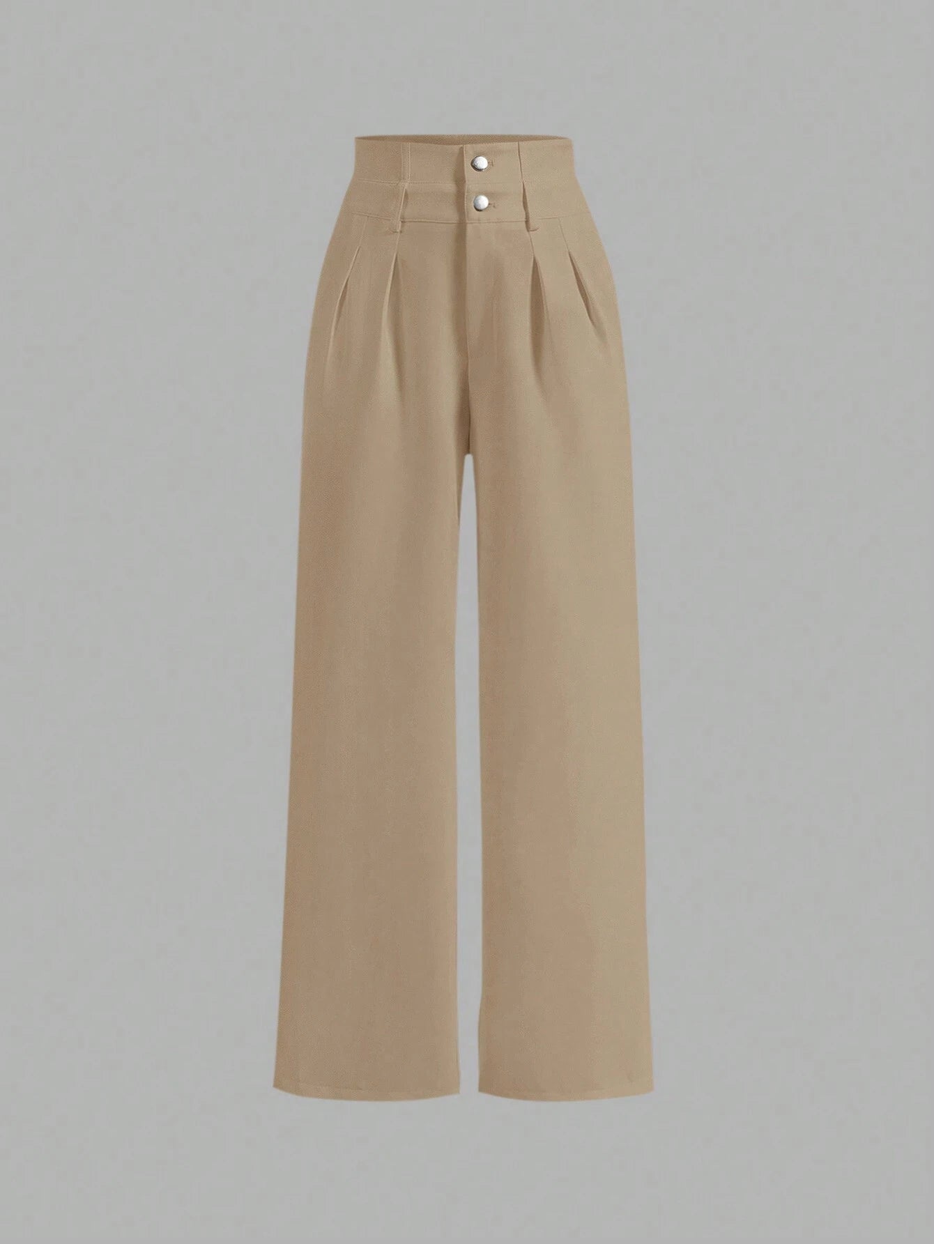 MOD Solid Button Front Wide Leg Pants shein