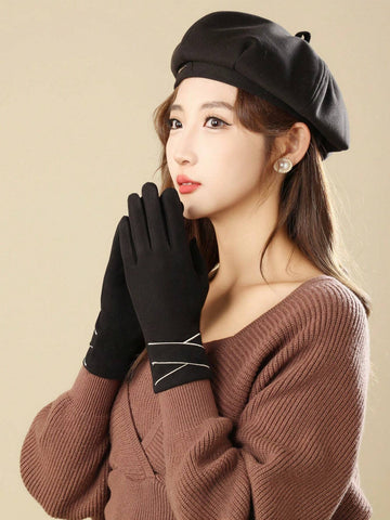 Women's Winter Gloves Windproof And Warm, Fleece Lined, Touch Screen Compatible, Fingerless Gloves shein