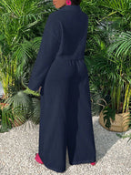 Slayr Casual Loose White Long Sleeve Cropped Shirt Top And Wide Leg Pants shein