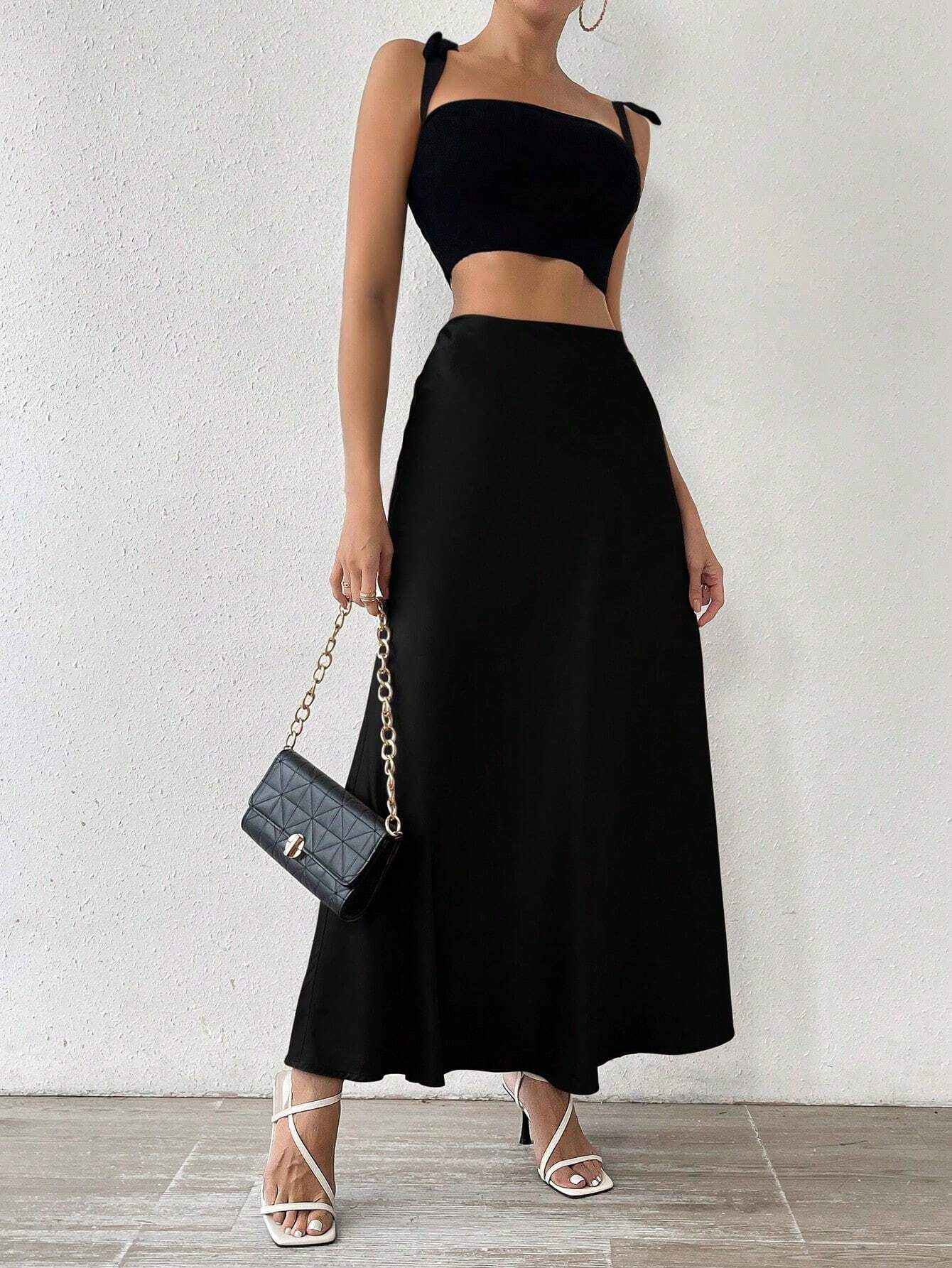 Tall Satin Mermaid-Style Maxi Skirt shein