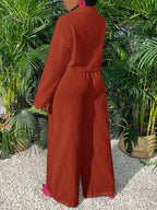 Slayr Casual Loose White Long Sleeve Cropped Shirt Top And Wide Leg Pants shein