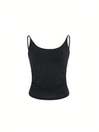 DAZY Women Solid Color Ruched Slim Fit Camisole Top shein