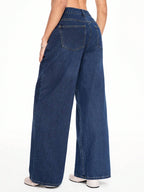 ROMWE Kawaii Lace Up Front Wide Leg Jeans shein