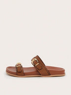 Metal Buckle Flat Sandals shein