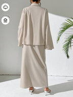 Mulvari 2pcs Women's Casual Button-Up Shirt And A-Line Skirt Set shein