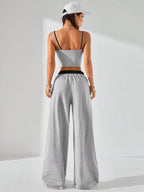 Coolane Women's Summer Casual Sport Knit Two Fake Pieces Tank Tops & Sweatpants shein