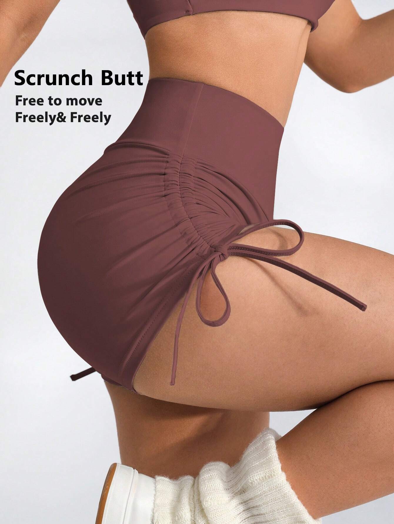 Sport Lifespree Peach Butt Lifting European And American Yoga Shorts High Waist Elastic Running Fitness Tight Sports Shorts shein