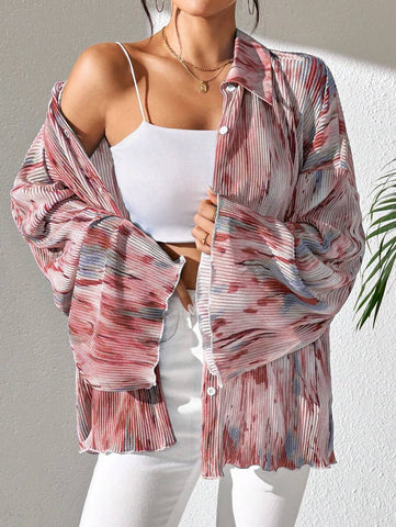 LUNE Women's Random Floral Print Bell Sleeve Blouse
