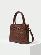MOTF PREMIUM LADIES COMMUTER CHIC SOLID COLOR CROCODILE EMBOSSED METAL BUCKLE DECOR HANDBAG shein
