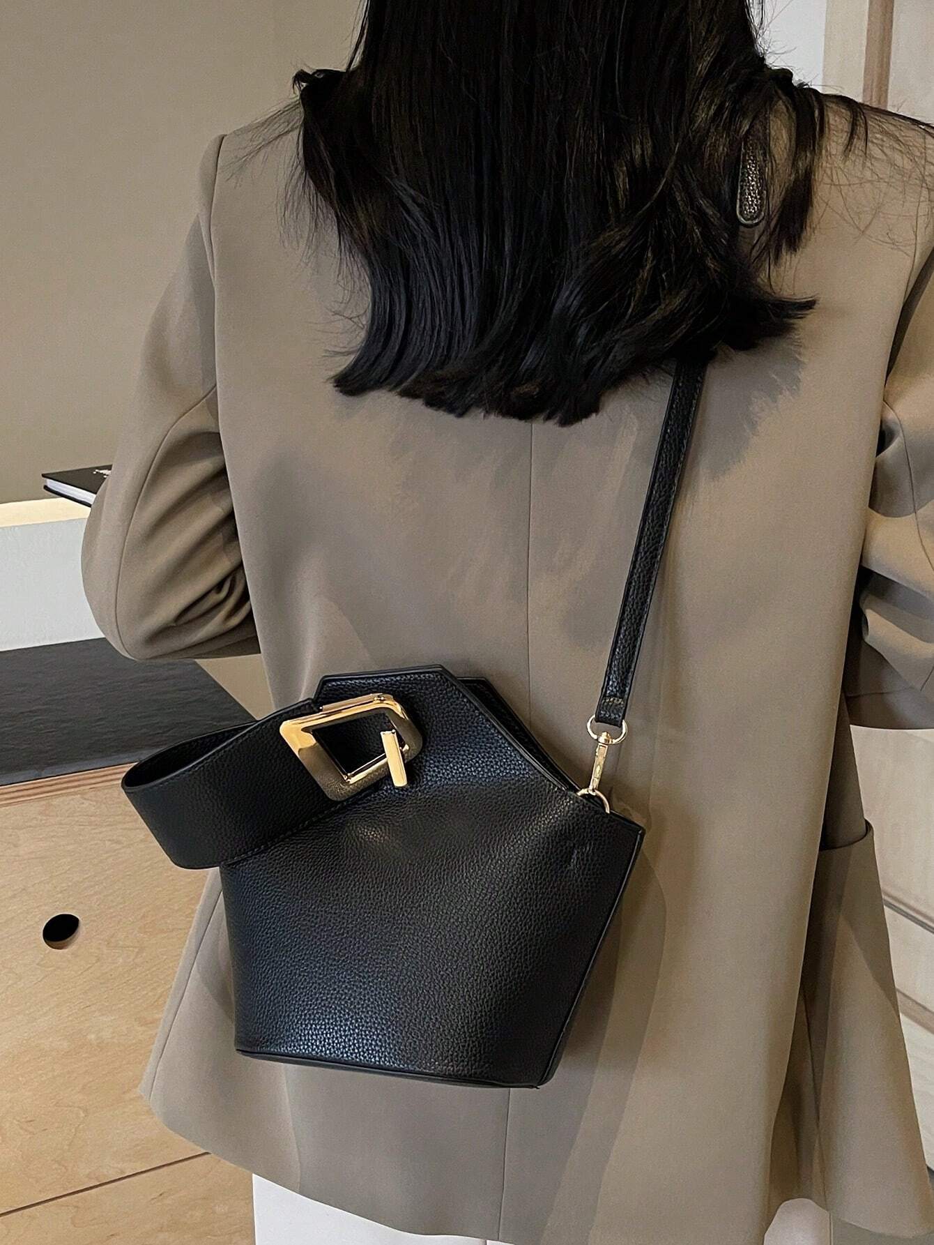 High Sense Bag Color Matching Handbag Cross-Body Bucket Bag shein