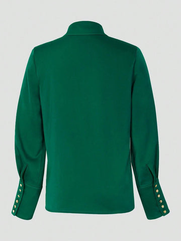 Women's Fashion Long Sleeve Solid Color Shirt