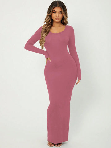 SXY Solid Maxi Bodycon Dress