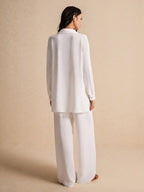 Frenchy Drop Shoulder Button Front Shirt & Wide Leg Pants shein