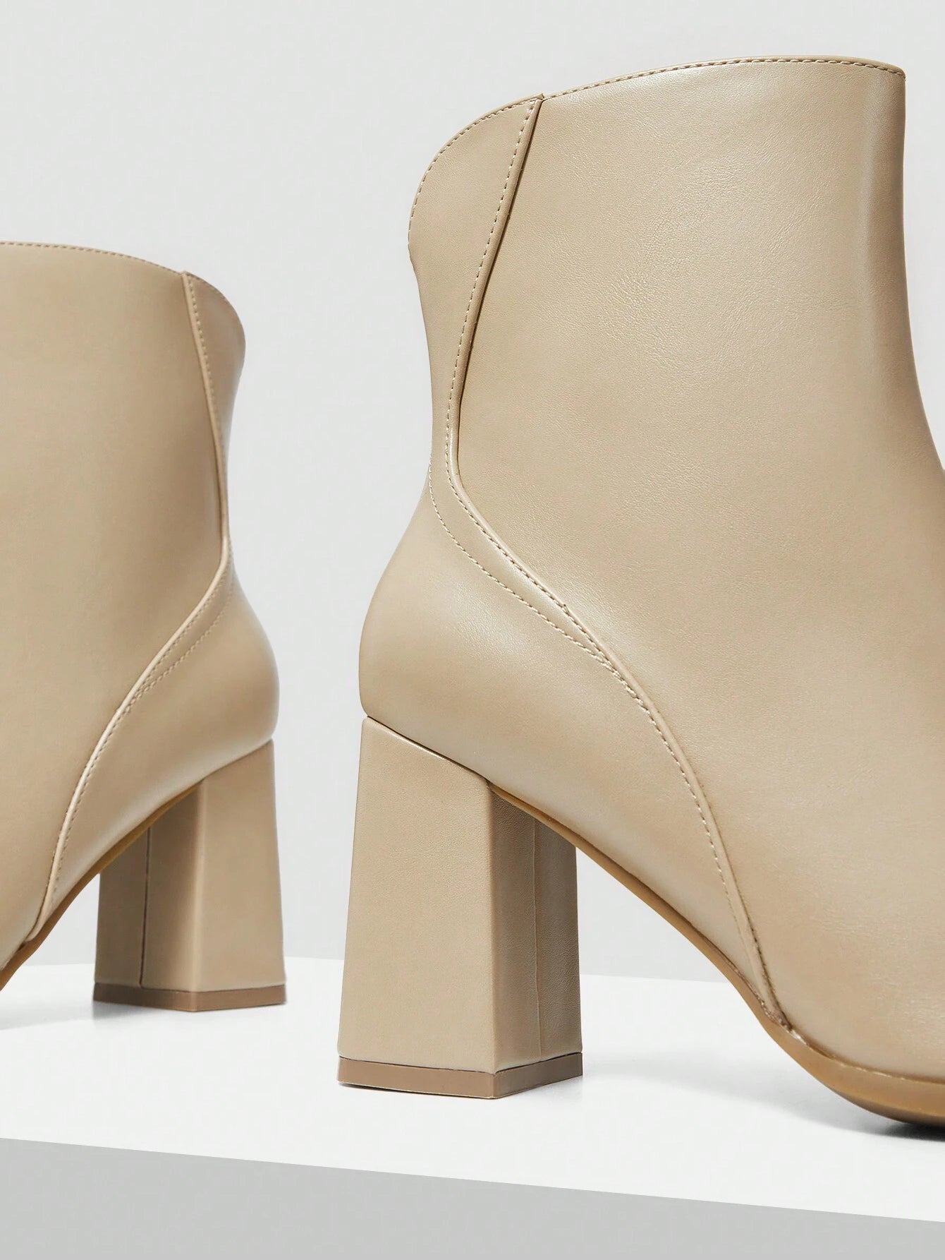 MOTF PREMIUM WOMEN FASHION MINIMALIST SOLID COLOR ZIPPER DECOR HIGH HEEL ANKLE BOOTS shein