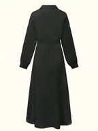 Womens Elegant Formal Long Sleeve Solid Color Belted Dress shein