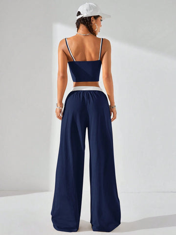 Coolane Women's Summer Casual Sport Knit Two Fake Pieces Tank Tops & Sweatpants