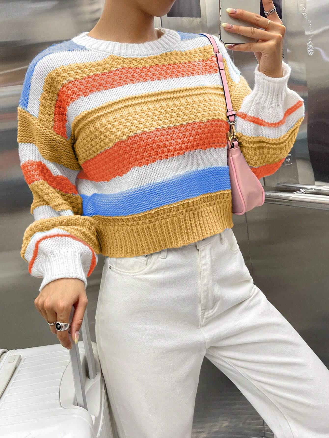 MOOSTA Colorblock Drop Shoulder Sweater shein