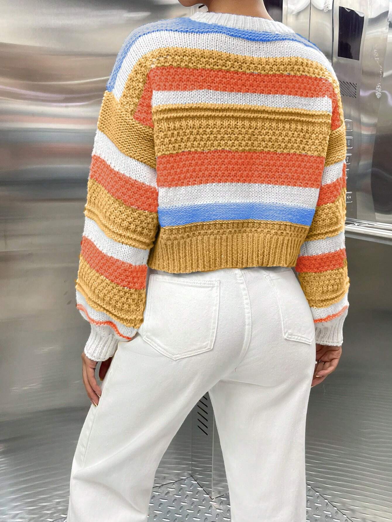 MOOSTA Colorblock Drop Shoulder Sweater shein
