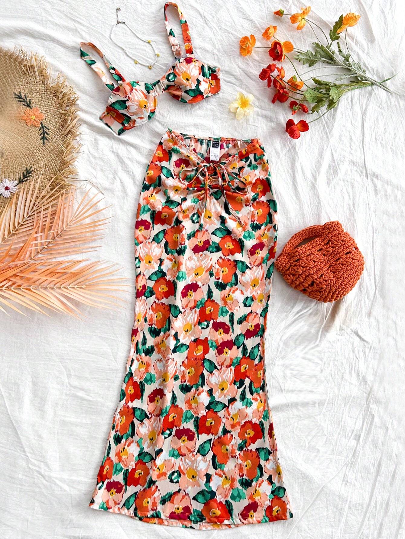 WYWH Women's Vacation Set, Suitable For Beaches And Seaside shein