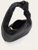 Fashionable Woven Embossed Soft PU Vegan Leather Knotted Strap Small Top-Handle Shoulder Hobo Bag shein