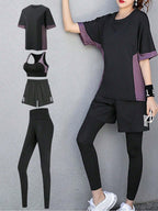 4pcs Women's Yoga Bra, Loose T-Shirt, Sports Leggings And Jogging Suit shein