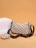 Geometric Print Hobo Bag Zipper With Coin Purse shein