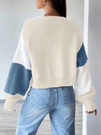 MOOSTA Loose-Fit Color-Block Slouchy Cardigan With Long Sleeves shein