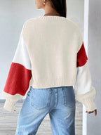 MOOSTA Loose-Fit Color-Block Slouchy Cardigan With Long Sleeves shein