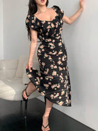 DAZY Women's Sweetheart Neck Floral Printed Dress With Ruffle Hem shein