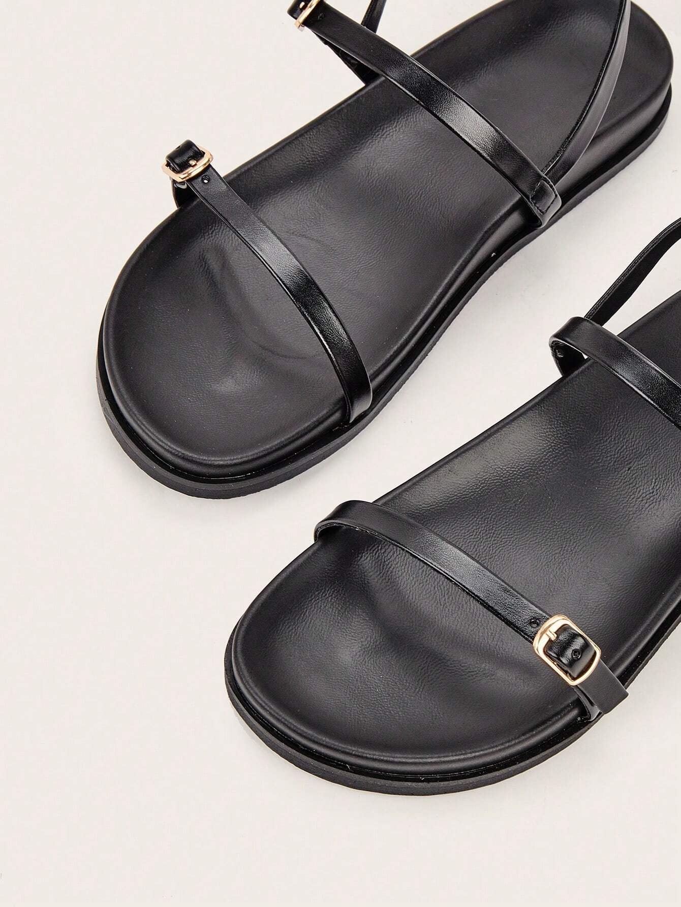 Metal Buckle Flat Sandals shein