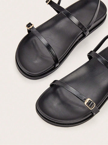 Metal Buckle Flat Sandals