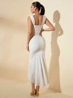 BAE Summer Long Pink Dress With Ruffled Hem, Tight Fit And Pleated shein