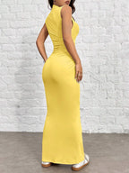 EZwear Women's Knit Stand Collar Slim Fit Mermaid Dress shein