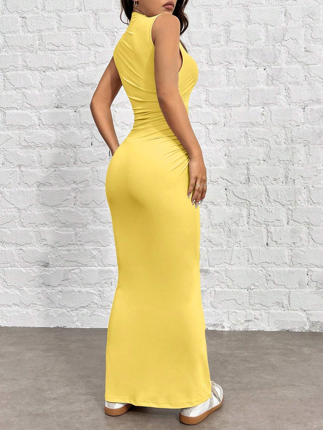 EZwear Women's Knit Stand Collar Slim Fit Mermaid Dress shein