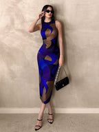 AZ Printed Ruched Sleeveless Dress With Elastic Waist shein