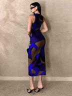 AZ Printed Ruched Sleeveless Dress With Elastic Waist shein